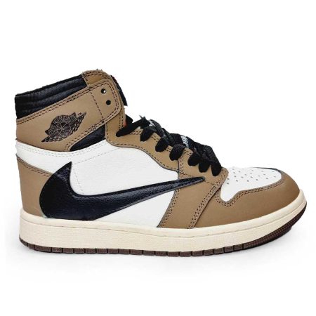 کفش بسکتبال نایک جردن زنانه Nike Air Jordan1 cd4487-100 رنگ سفید قهوه ای